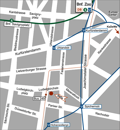 Umgebungsplan Hotel-Pension Bella Berlin